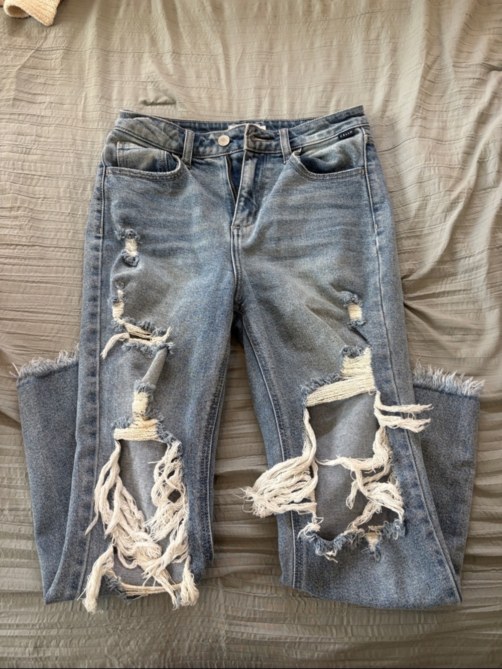 Cello Light Blue Distressed Boyfriend Jeans